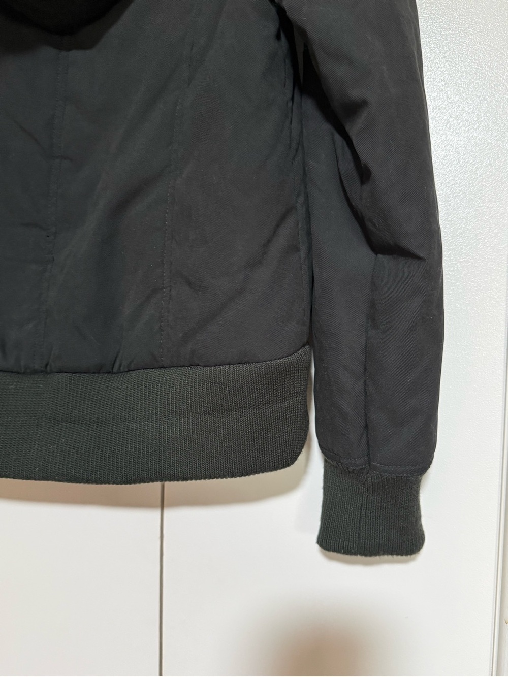 Mossimo Supply Co Black Faux Fur Hood Plaid Lined Utility Bomber Jacket Medium - Picture 7 of 14